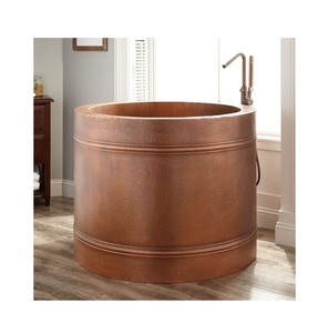 Bañera independiente de cobre con bañera de forma redonda de Calidad exclusiva para uso en el baño del hogar y del hotel - Product Image 1