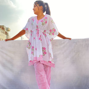 El mejor conjunto de pijama Kaftan corto para mujer, ropa de dormir de noche, cubierta de playa, Bikini de natación étnico, batas Kimono, vestidos casuales indios estampados - Product Image 2