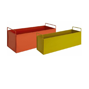 Juego de 2 jardineras de metal decorativas galvanizadas de forma redonda, alta calidad estándar, restaurante exigente, flor decorativa moderna - Product Image 4