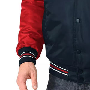 Veste en satin réversible coupe-vent de style universitaire pour homme, personnalisable, décontractée, grande taille, respirante, col montant, boutonnée, pour l'hiver - Product Image 3
