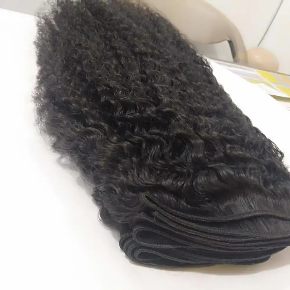 NATURAL COLOR KINKY HAIR DOUBLE WEFT CUTICLE ALIGNED 100%HUMAN HAIR