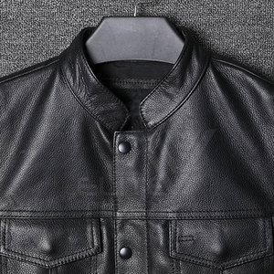 Gilet en cuir sans manches élégant et décontracté pour homme, col en V, coupe-vent, imperméable, respirant, vêtement d'extérieur, Pakistan authentique - Product Image 4