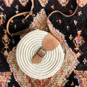 Moroccan Raffia Cross-Body <b>Bag</b>, Raffia Handbag - Product Image 1