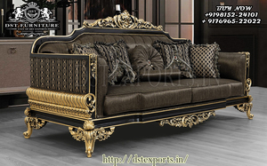 Juego de Sofás de Madera de Teca Moderna Tallada a Mano en Negro y Dorado, Duradero, Tamaño Personalizado, Lujoso - Product Image 4