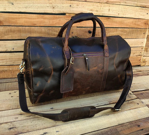 กระเป๋าดัฟเฟิลกระเป๋าหนังแพะแท้วินเทจแบบแฮนด์เมดสำหรับเดินทางกลางแจ้งวีคเอนเดอร์แฟชั่นทำมือหนังแท้สไตล์อินเดีย - Product Image 6