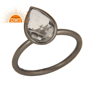 Designer <b>Crystal</b> Quartz <b>Ring</b> Gemstone Jewelry Manufacturer Black Rhodium Plated Silver <b>Ring</b> Jewelry Supplier - Product Image 1