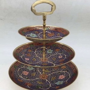 Support à gâteau en laiton avec impression de fleurs, plateau rond de cuisine, de couleur violette, à 3 niveaux, pour fête d'anniversaire et de mariage, nouvelle tendance, 2020 - Product Image 1