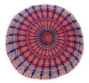 Indiano Handmade Mandala Rodada Cobertura de Almofada Grande Travesseiro Disponível Ao Melhor Preço 100% Algodão Multicolor Picnic Beach Party