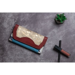 New Arrival Selling Recycled Cowhide Multi Leather Women Clutch Stylish Stubby Rainbow Color Multiuse Purse <b>Card</b> <b>Holder</b> <b>Wallets</b> - Product Image 1