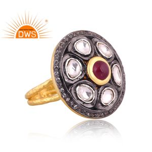 Bague empilable en argent Sterling pour femmes, anneau en pierre précieuse, en Quartz de cristal et en Tourmaline rose, fournitures de bijoux - Product Image 3