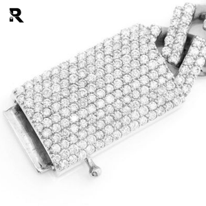 Pulsera Cubana de Diamantes Redondos con Corte Brillante de 15.50 Quilates, Chapada en Oro Blanco, Rosa y Amarillo de 14 Quilates, Certificada por IGI, para Hombre, de RRP Jewels - Product Image 5