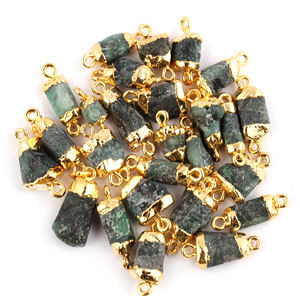 Gran oferta, Conector de doble fianza hecho a mano, piedra preciosa Esmeralda cruda Natural, forma elegante, Conector de piedras preciosas de latón, galvanoplastia de oro - Product Image 1