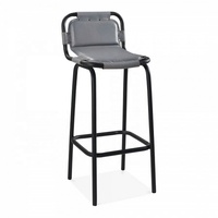 Tabouret de bar industriel moderne en cuir antique avec dossier en cuir, structure métallique, hauteur de comptoir, usage commercial, salle à manger, bar à domicile