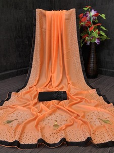 Sarees Seda Fiesta Desgaste Indio Último Diseñador Mujeres Desgaste Sari con Blusa Japón Satén Crape Seda Telas Suaves Impresión Digital Sari Prenda - Product Image 6