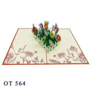 Vendeur chaud 3D papier d'art découpé au laser à la main marguerite Pop carte colorée conception personnalisée cadeaux artisanat du Vietnam produit tendance haut de gamme - Product Image 5