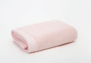 Serviette de bain en coton rose pâle, couleur unie, rectangulaire, tissée, pour usage domestique, taille adulte - Product Image 4