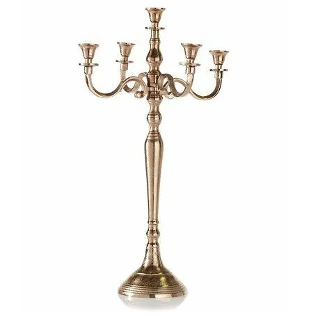 Gold Plated Large Handmade Metal Decorative Five Arms Candelabra