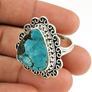 ชุดฝาสามเหลี่ยมพลอยเทอร์ควอยซ์สไตล์วินเทจ925แหวนแฮนด์เมดดีไซน์แบบราชวงศ์เงินสเตอร์ลิงสำหรับเป็นของขวัญขายส่ง - Product Image 1