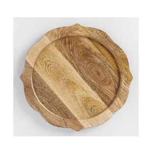 Assiette de service ronde élégante en bois fait main, couleur naturelle, design minimaliste, finition polie, assiette de présentation couleur naturelle 2026 - Product Image 1