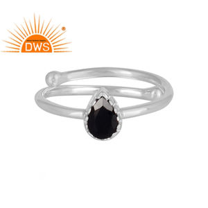 Anillo de espinela negra oscura Natural, joyería en forma de pera, fabricante de joyería de plata 925 - Product Image 1