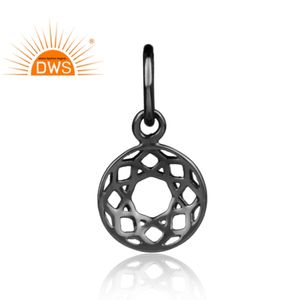 Hecho a mano negro rodio 925 plata esterlina diseñador declaración colgante joyería fabricante colección delicada - Product Image 3