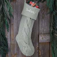 Nouvelle chaussette de Noël douillette de 18 pouces, couleur turquoise, avec broderie personnalisée du nom, en tricot torsadé, sac cadeau de Noël personnalisé