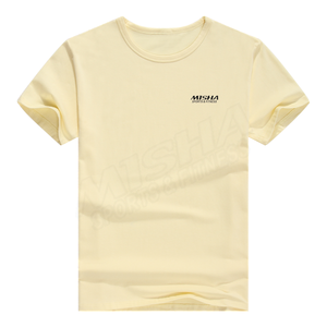 เสื้อยืดโพลีเอสเตอร์ย้อมสีธรรมดาสำหรับผู้ชายเสื้อลำลองสีทึบออกแบบโลโก้ได้ตามต้องการ - Product Image 5