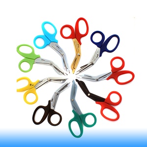 Ensemble de 8 ciseaux médicaux en acier inoxydable coloré, adaptés à la coupe des pansements, instruments manuels, Classe I, CE - Product Image 1