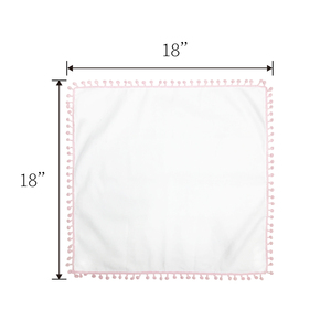 Serviette de table quotidienne moderne rose 100% coton réutilisable 18''x18'' avec bordure en pompon, design fait main - Product Image 5