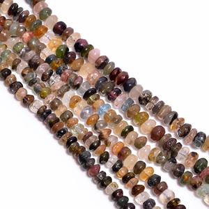 Hilo liso de alta calidad suelto de 7x5 a 9x6mm cuentas redondas de turmalina múltiple piedras preciosas naturales para uso en Diseño Artesanal de joyería - Product Image 2