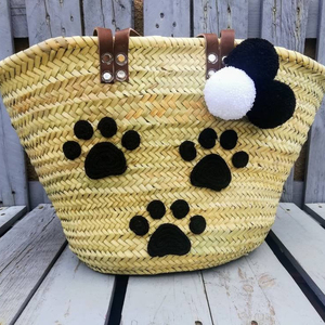 Sac fourre-tout artisanal Magic Dog-legged, avec pompons et poignées en cuir. - Product Image 1