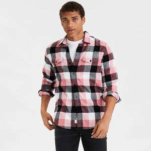 High Quality Cotton Polyester Blend Turn Down Collar Quilted Liner Mens Plaid Button Down Shirt <b>Jacket</b> - Product Image 6