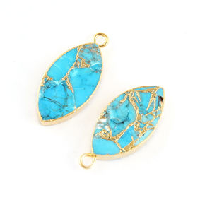 Clásico Simple Mohave Sky Blue Cobre Turquesa Fabricación de joyas Conector Oro Galvanizado Marquesa Forma Encontrar Hecho de latón - Product Image 5