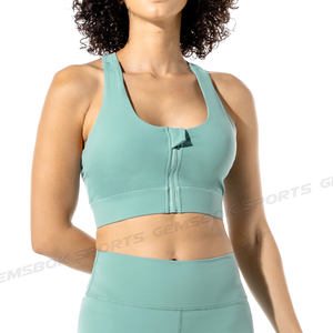 Soutien-gorge de sport pour femmes, fermeture éclair, Logo personnalisé avec impression, activité physique, haut Impact, vente en gros, nouvelle collection 2022 - Product Image 6