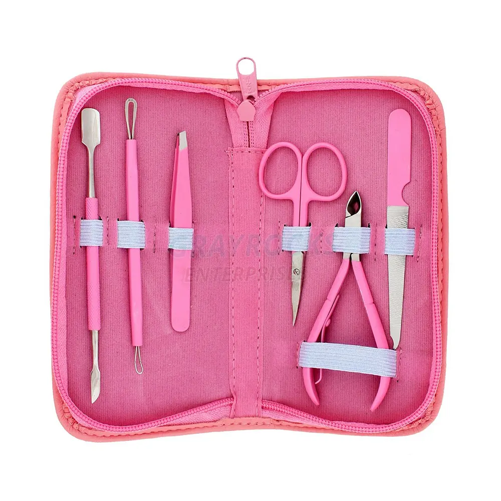 2020 New Arrival Stainless Steel Manicure Pedicure Kit 6 Pieces (Pink)