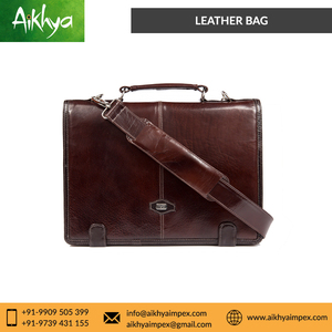 Unisex Outstand Brown Pure Genuine Leather <b>Briefcase</b> Soft Office Use <b>Briefcase</b> with Shoulder Strap for Comfortable Carry - Product Image 4