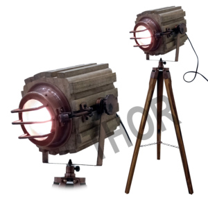 Lampadaire de trépied en bois nautique moderne fait à la main avec LED/E27 Base Studio Spot Light lampadaires en cuivre pour la décoration intérieure - Product Image 6