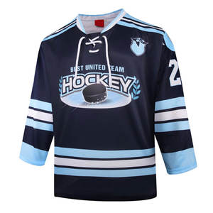 Jersey de manga larga bordado por sublimación Vintage de alta calidad, diseño personalizado, ropa deportiva para jugadores de hockey sobre hielo OEM - Product Image 1