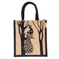 Sac fourre-tout en toile de jute naturelle de qualité supérieure, écologique, moyen format, avec poignées, réutilisable, impression de logo personnalisée, motif personnalisable, taille adaptable