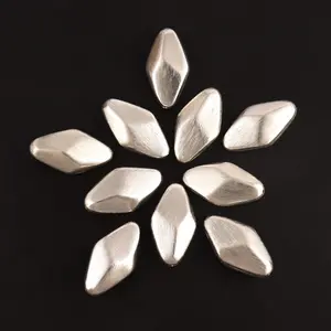 Longshine fashion diamond shape matte finish silver plated beads for jewelry making handmade diy beads for jewelry supplies tool