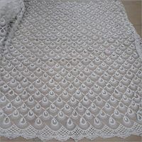 Meilleure vente bleu Chevron imprimé broderie coton Schiffli tissu tricoté dentelle avec fonction métallique pour rideaux et sacs