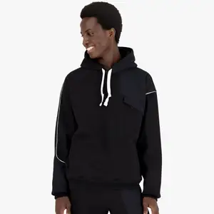 Patchwork Reverse Weave Organic Cotton Blend Hoodie Customized Wholesale Printing OEM Embroidery Unisex Blank Plain Tracksuit