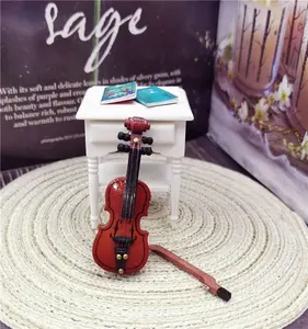 Winzige handgemachte Violine Spielzeug Miniatur Musik instrumente Sammlung Holz Mini Geige