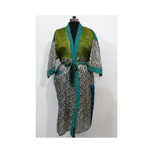 Jubah Kimono desain cetak trendi dengan saku depan dan desain sabuk yang dapat disesuaikan tersedia dalam berbagai warna dan pola desain