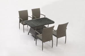 Mini table de jardin en rotin et carcasse en aluminium à la mode moderne Ensemble de chaises pour mobilier d'extérieur d'hôtel - Product Image 5