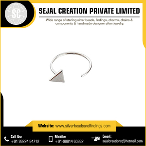 Prix de gros Montures de bagues en argent sterling 925 Taille 4mm-8mm avec coussinet triangulaire Perles Style charme Résultats de bijoux et composants - Product Image 4