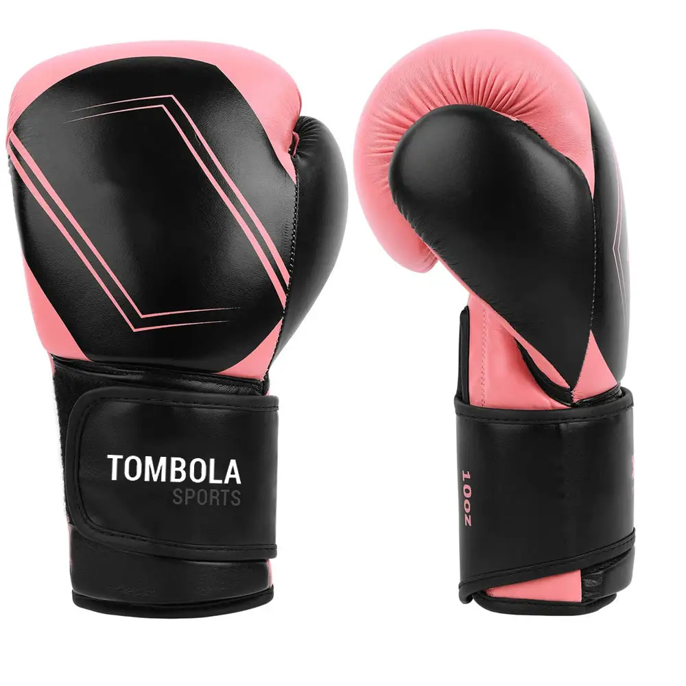 Guantes de boxeo de cuero PU para entrenamiento, a la moda, para artes marciales, negro y rojo, OEM Logo, Material de Color tailandés, para adultos y personas