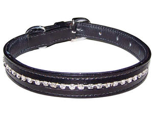 Designer Solid Pattern Iron Material <b>Dog</b> <b>Collar</b> <b>Diamante</b> Diamond Channel Jeweled Decoration Leather Fitted Rivet Customizable - Product Image 1