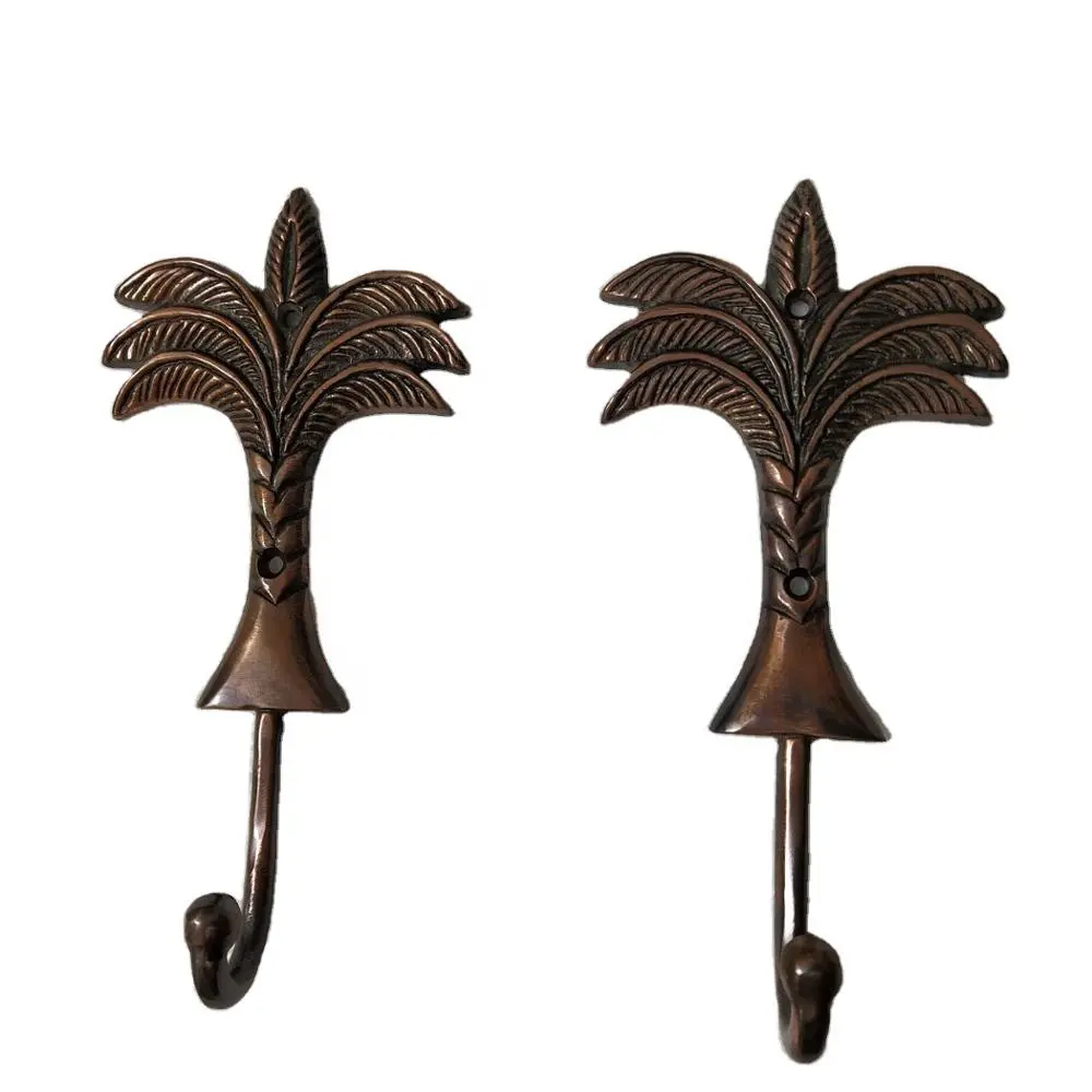 Brass Palm Tree wall Hook Antique 18 cm tall