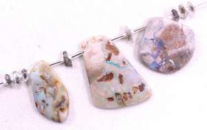 Beau 3 pièces opale australienne naturelle 7 pièces diamant Herkimer Quartz bijoux rugueux fabrication de perles de pierres précieuses - Product Image 3